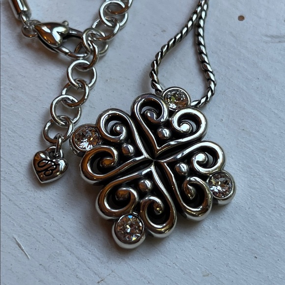 Retired Brighton alcazar bejeweled heart pendant chain silver plated - Picture 4 of 11